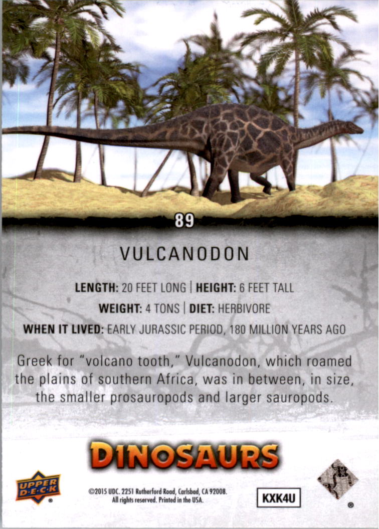 2015 Upper Deck Dinosaurs #89 Vulcandon back image