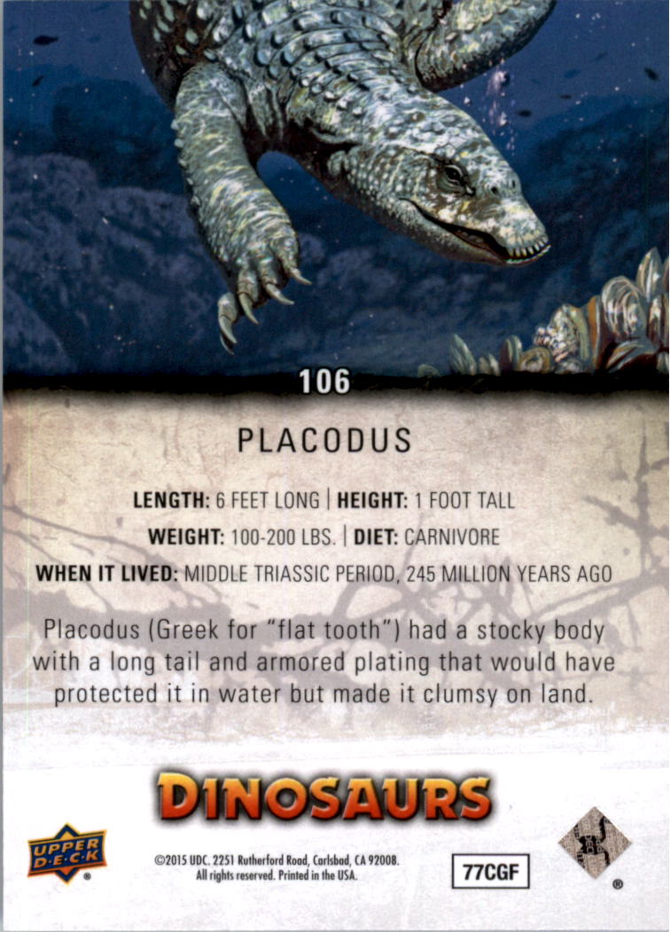 2015 Upper Deck Dinosaurs #106 Placodus SP back image