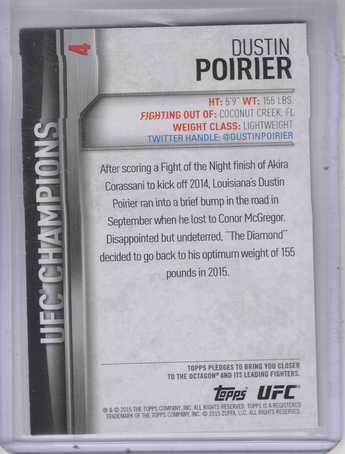 2015 Topps UFC Champions Gold #4 Dustin Poirier back image
