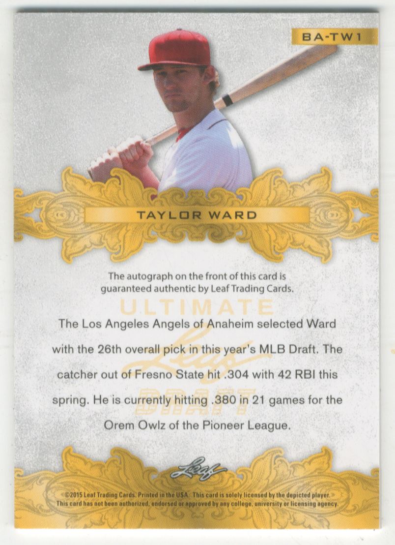 2015 Leaf Ultimate Draft #BATW1 Taylor Ward back image