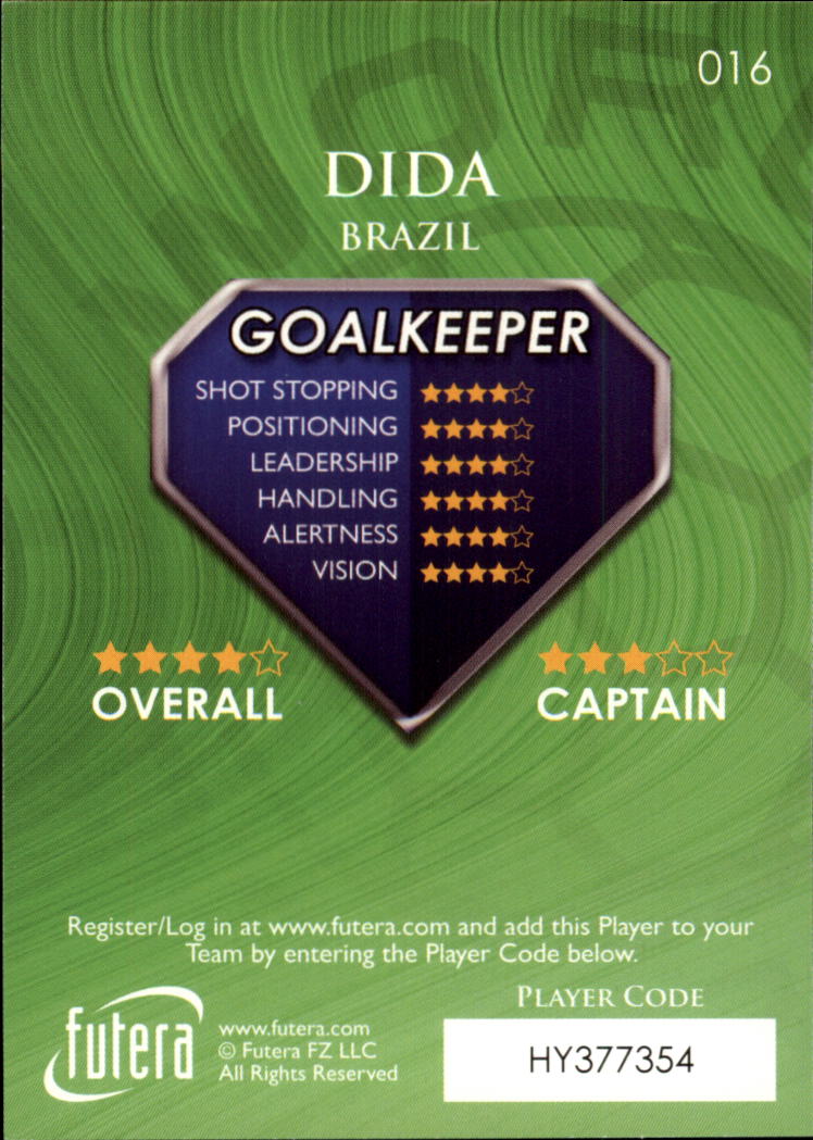 2009-10 Futera World Football Online Game Collection #16 Dida back image