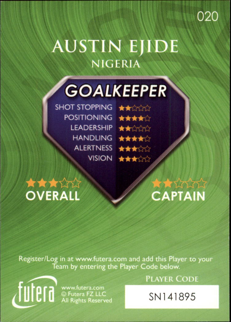 2009-10 Futera World Football Online Game Collection #20 Austin Ejide back image