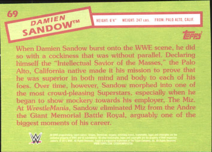 2015 Topps Heritage WWE #69 Damien Sandow back image