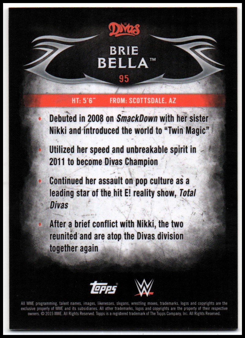 2015 Topps WWE Undisputed Red #95 Brie Bella back image