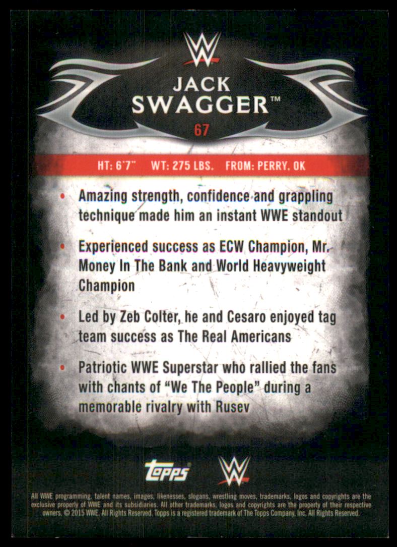 2015 Topps WWE Undisputed Black #67 Jack Swagger back image