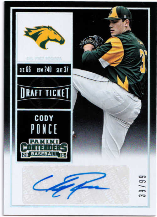 2015 Panini Contenders College Ticket Autographs Photo Variation Draft #19 Cody Ponce/Front leg up
