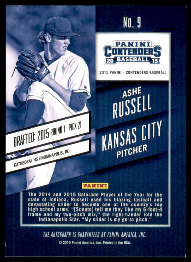 2015 Panini Contenders Draft Ticket Autographs Blue Foil #9 Ashe Russell back image