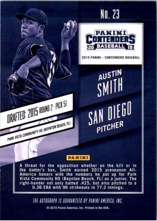 2015 Panini Contenders Draft Ticket Autographs Red Foil #23 Austin Smith