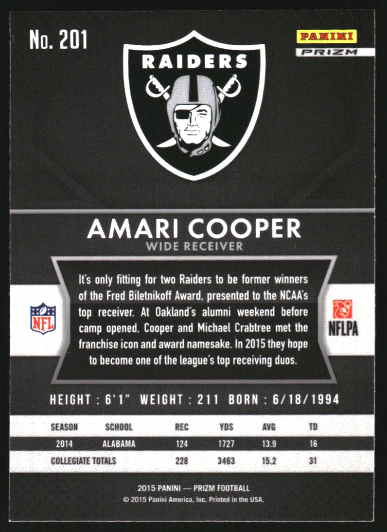 2015 Panini Prizm Prizms Red White and Blue #201 Amari Cooper