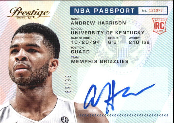 2015-16 Prestige NBA Passport Signatures #38 Andrew Harrison