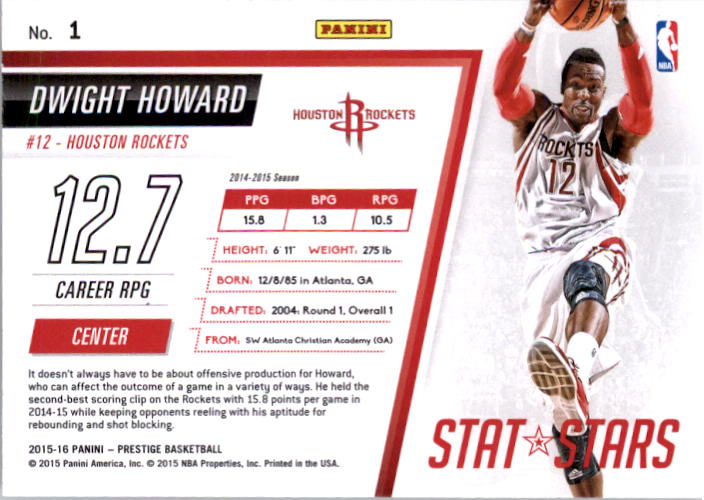 2015-16 Prestige Stat Stars #1 Dwight Howard