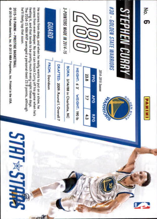 2015-16 Prestige Stat Stars #6 Stephen Curry