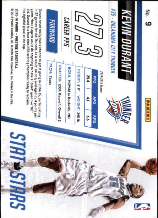 2015-16 Prestige Stat Stars #9 Kevin Durant