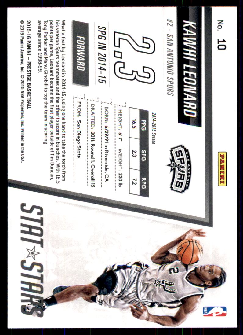 2015-16 Prestige Stat Stars #10 Kawhi Leonard