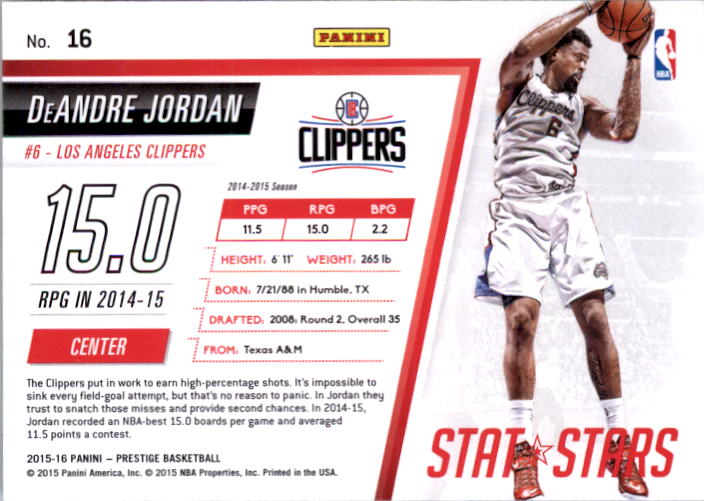 2015-16 Prestige Stat Stars #16 DeAndre Jordan