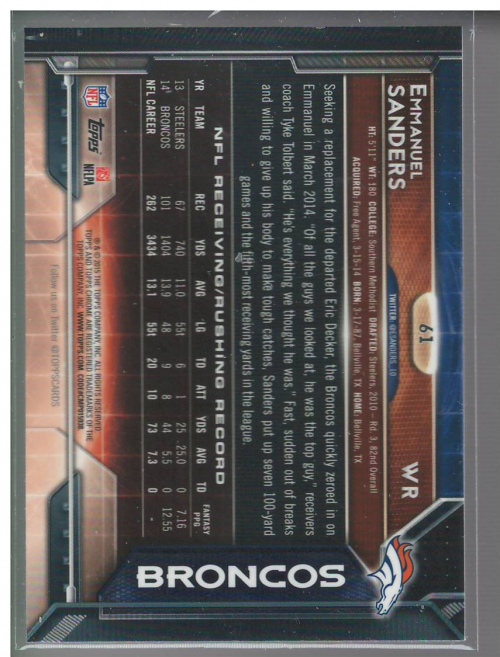 A5731- 2015 Topps Chrome Green FB Card #s 1-200 -You Pick- 15+ FREE US SHIP - Picture 10 of 39
