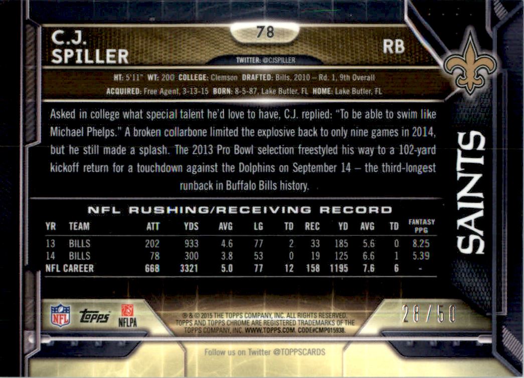 2015 Topps Chrome Gold Refractors #78 C.J. Spiller