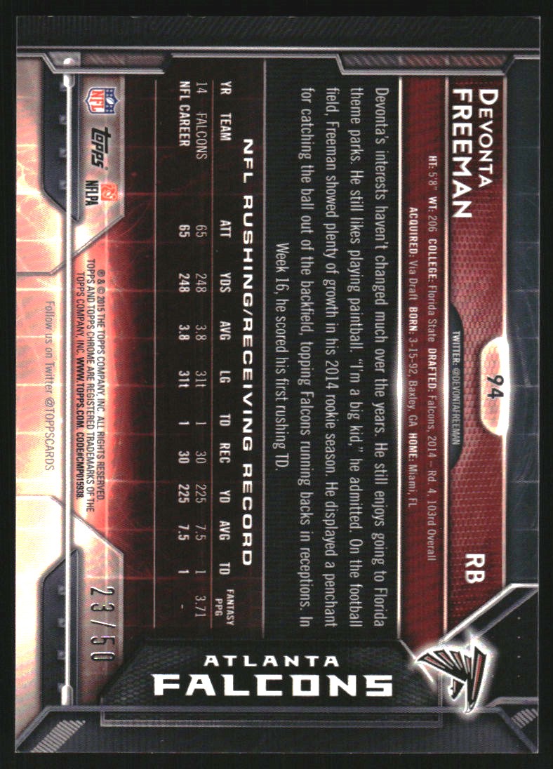 2015 Topps Chrome Gold Refractors #94 Devonta Freeman