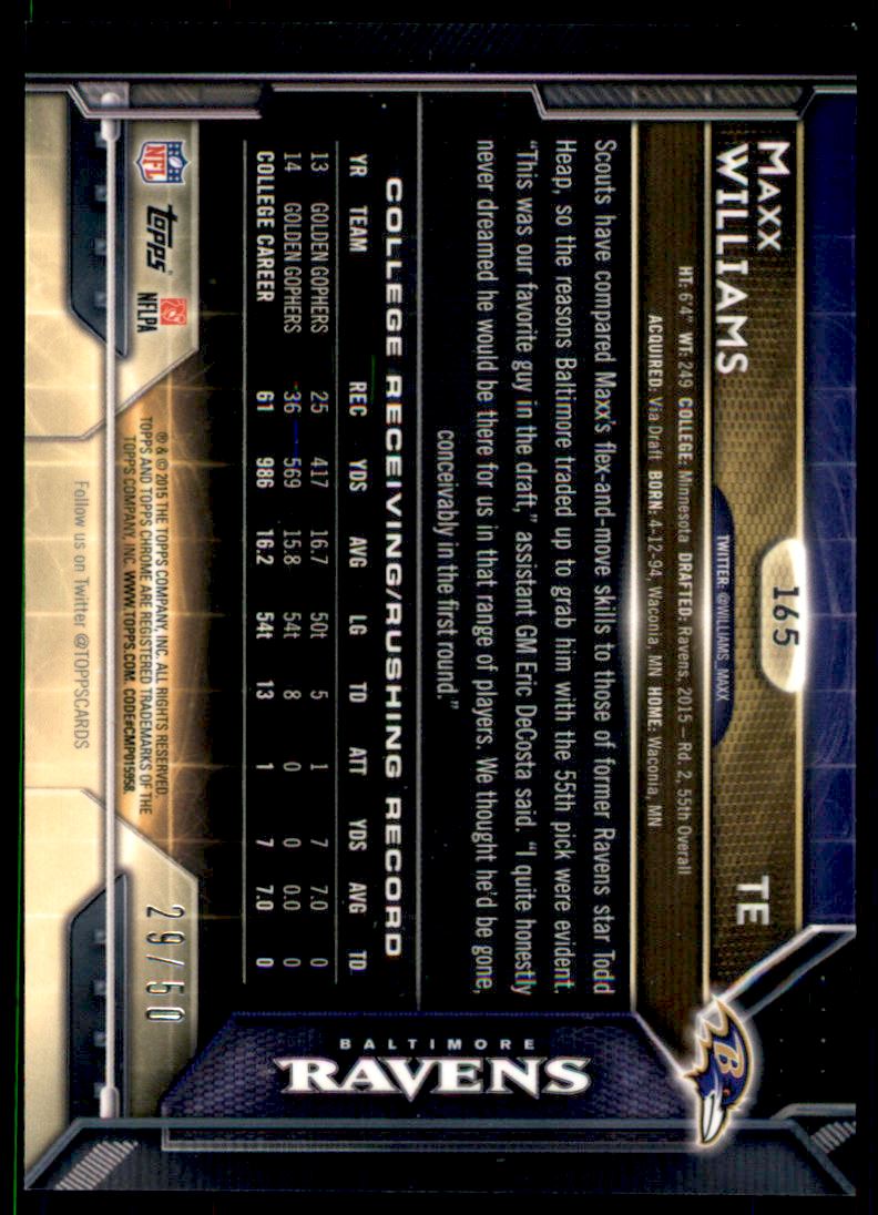 2015 Topps Chrome Gold Refractors #165 Maxx Williams