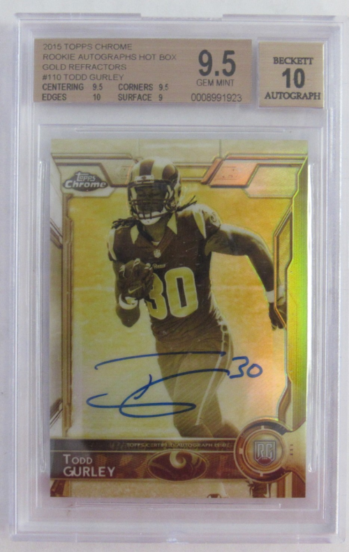2015 Topps Chrome Rookie Autographs Hot Box Sepia Gold Refractors #110 Todd Gurley/50