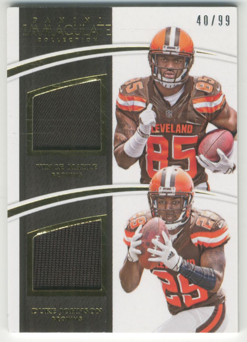2015 Immaculate Collection Dual Jerseys #10 Vince Mayle/Duke Johnson/99