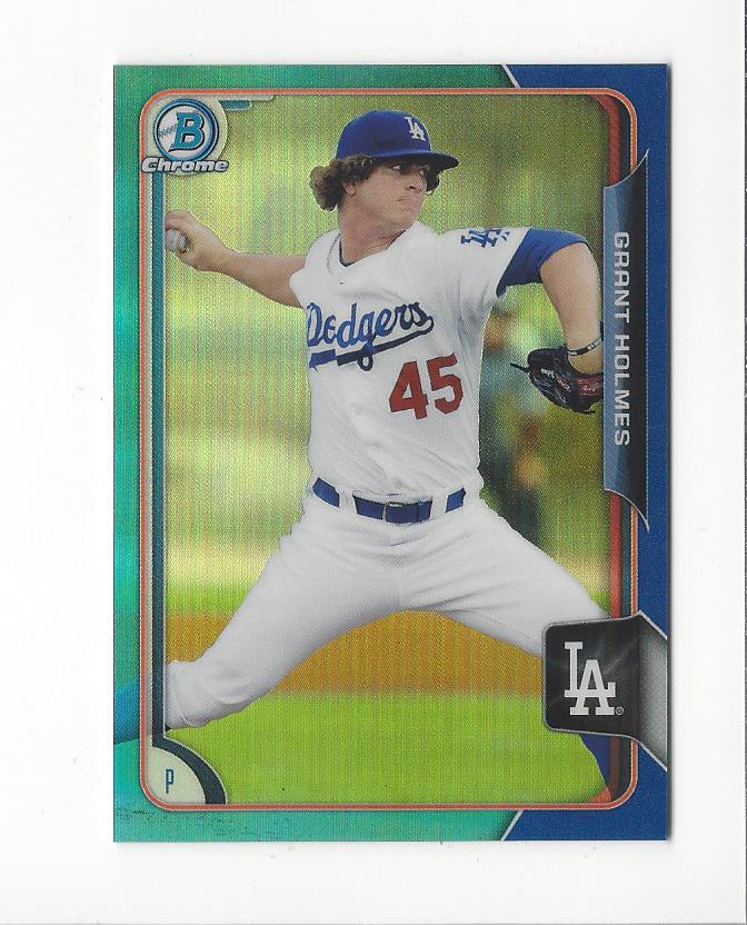 2015 Bowman Chrome Draft Blue Refractors #160 Grant Holmes