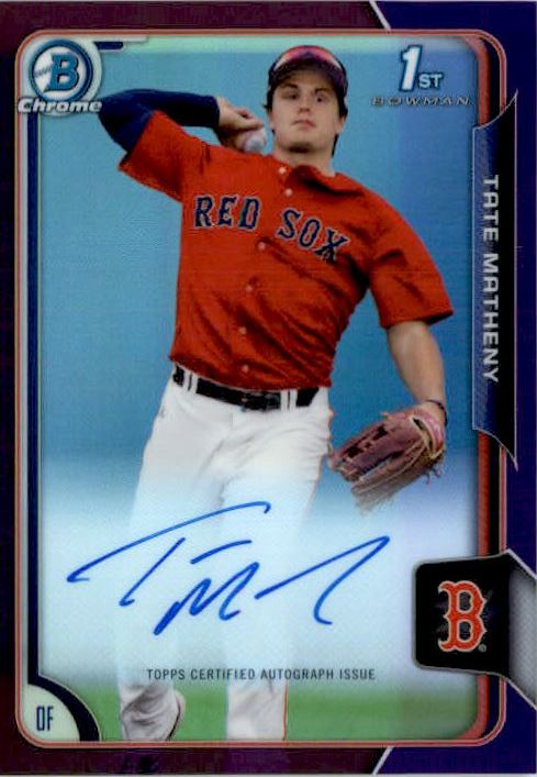 2015 Bowman Chrome Draft Draft Pick Autographs Purple Refractors #BCATMA Tate Matheny