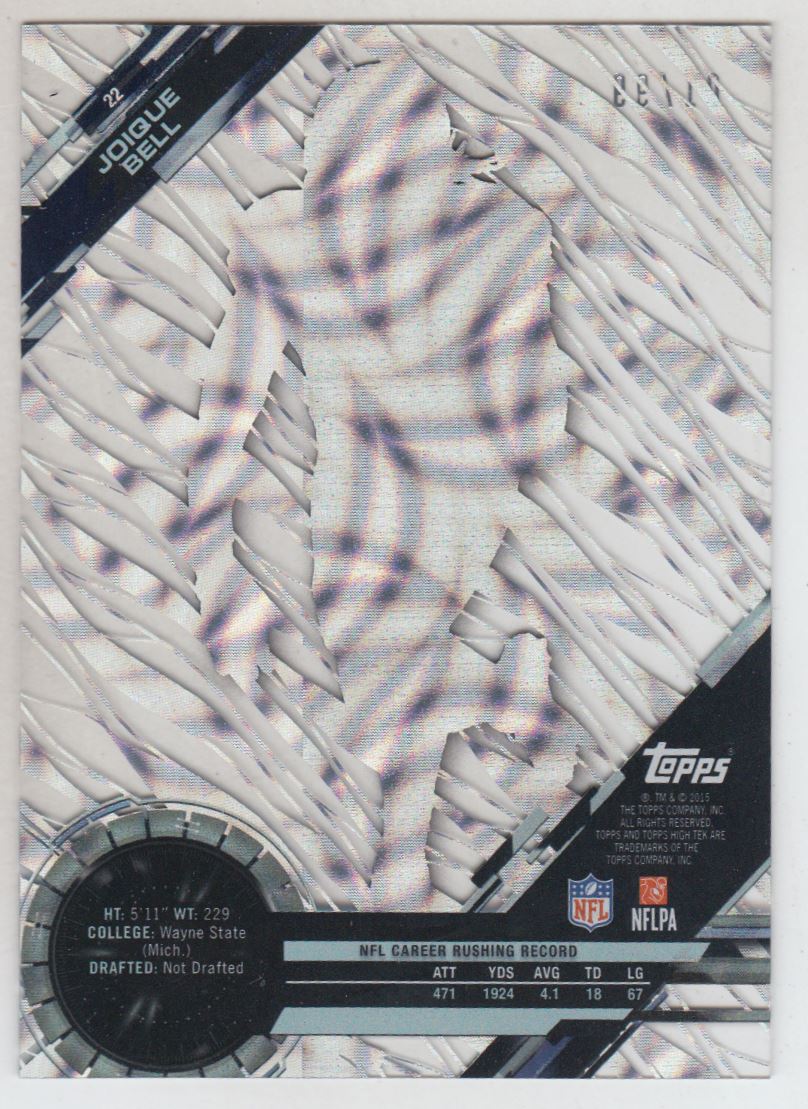 2015 Topps High Tek Confetti Diffractor #22 Joique Bell A back image