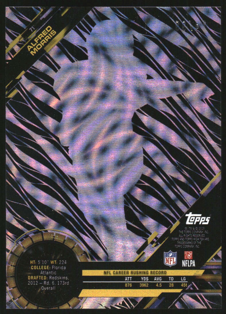 2015 Topps High Tek Confetti Diffractor #71 Alfred Morris A back image
