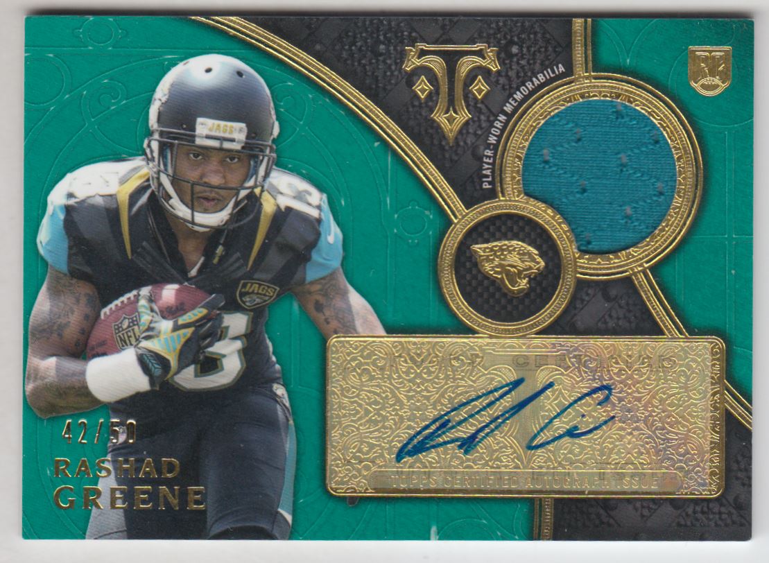 2015 Topps Triple Threads Rookie Autograph Relics Emerald #TTRARRGR Rashad Greene