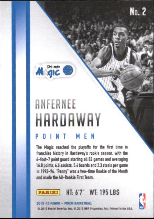 2015-16 Panini Prizm Point Men #2 Anfernee Hardaway
