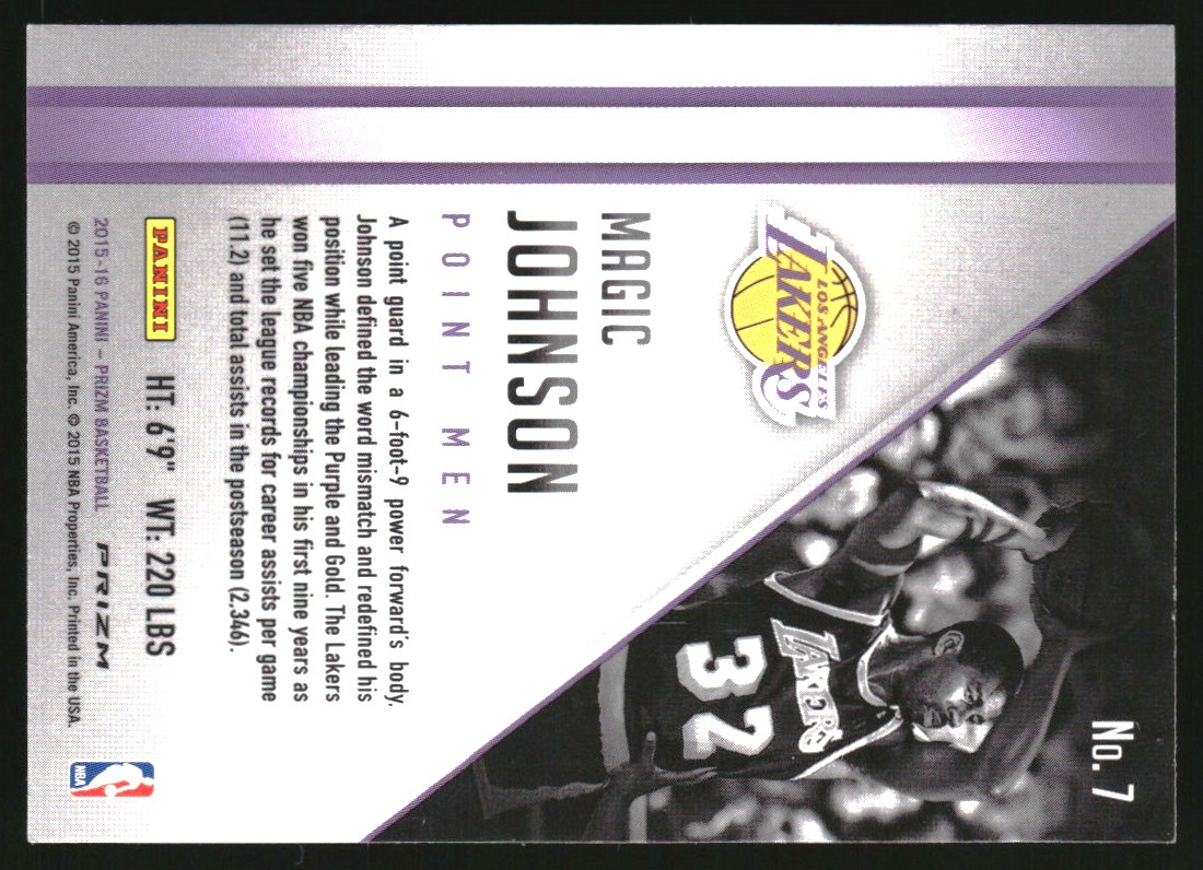 2015-16 Panini Prizm Point Men Prizms Silver #7 Magic Johnson