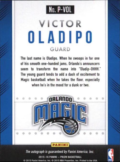 2015-16 Panini Prizm Autographs #16 Victor Oladipo