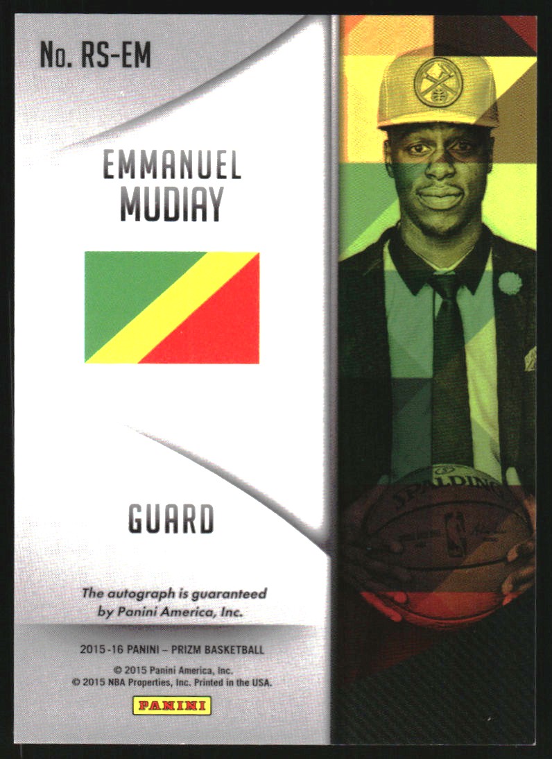 2015-16 Panini Prizm Rookie Autographs #RSEM Emmanuel Mudiay