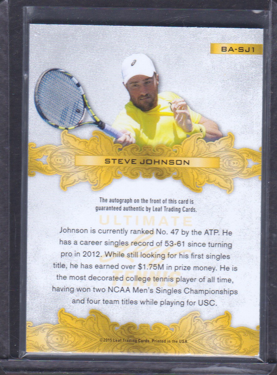 2015 Leaf Ultimate Tennis #BASJ1 Steve Johnson back image