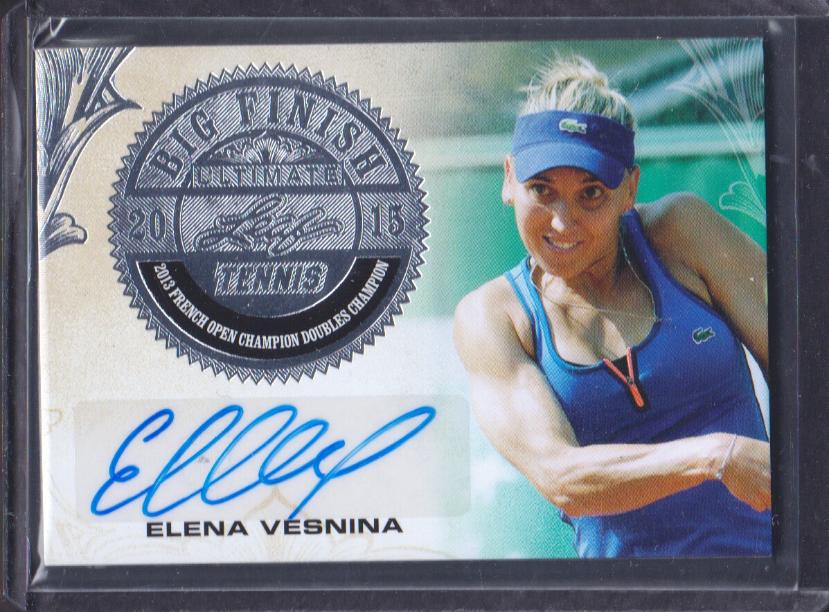 2015 Leaf Ultimate Tennis Big Finish Signatures Silver Etched Foil #BFEV1 Elena Vesnina
