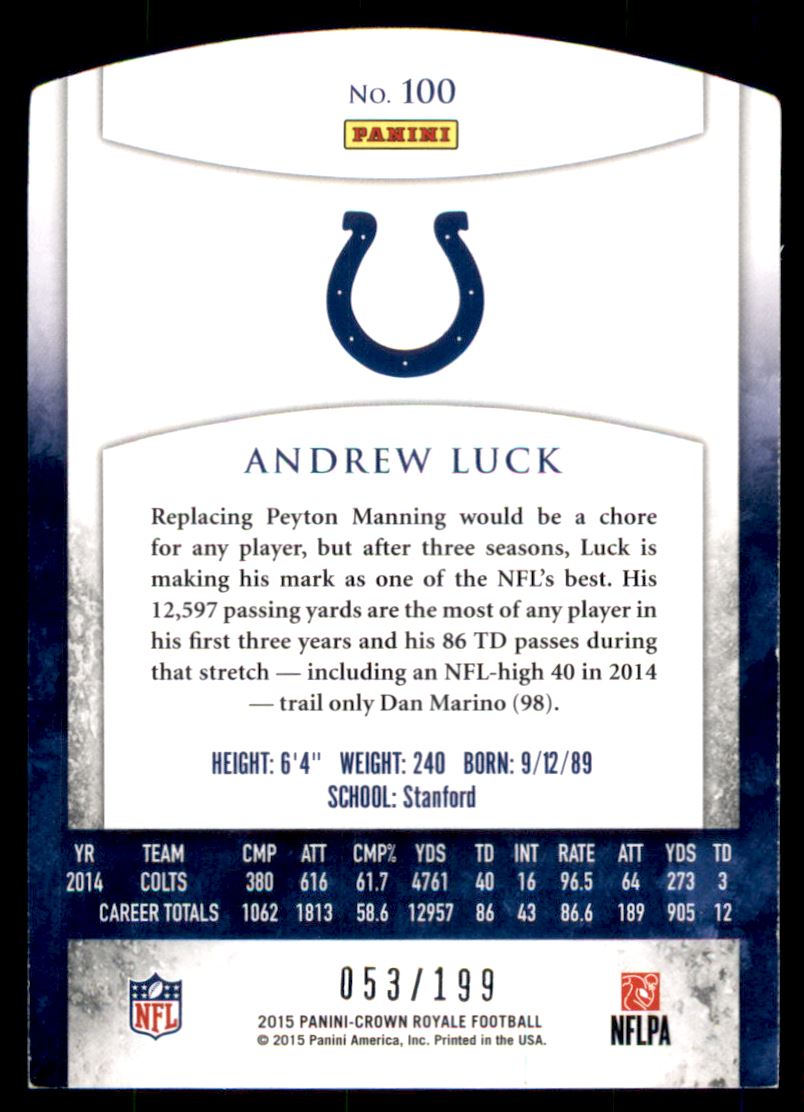 2015 Crown Royale Retail Pewter #100 Andrew Luck back image