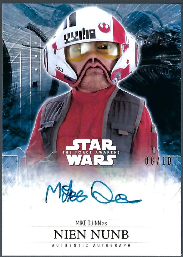 2015 Topps Star Wars The Force Awakens Series One Autographs Gold #NNO Mike Quinn as Nien Nunb