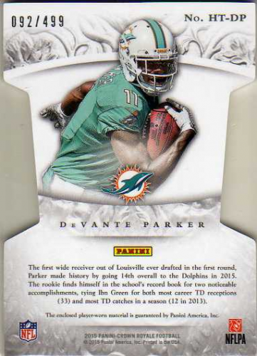2015 Crown Royale Heirs to the Throne Materials #HTDP DeVante Parker back image
