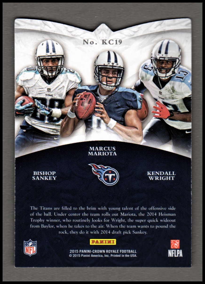 2015 Crown Royale The King's Court Red #KC19 Bishop Sankey/Kendall Wright/Marcus Mariota back image