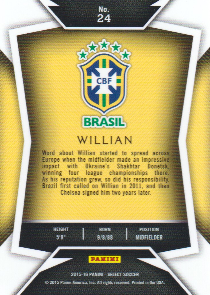 2015-16 Select #24 Willian back image