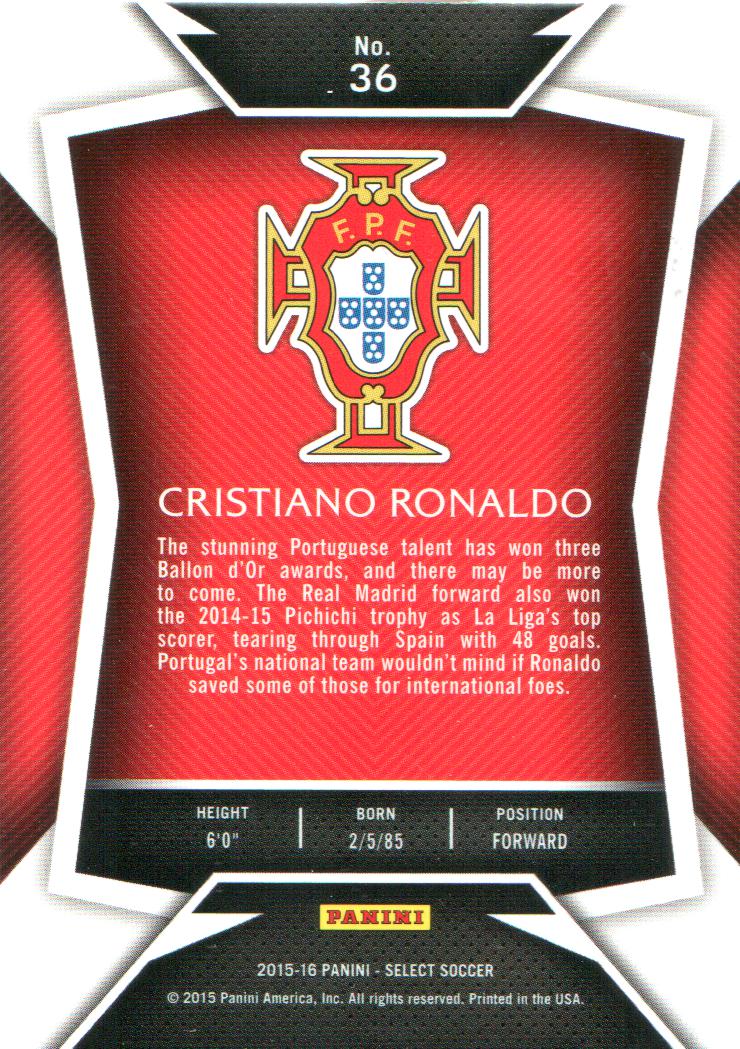 2015-16 Select #36 Cristiano Ronaldo back image