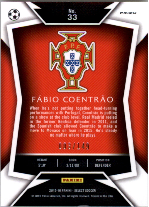 2015-16 Select Variations Orange #33 Fabio Coentrao back image