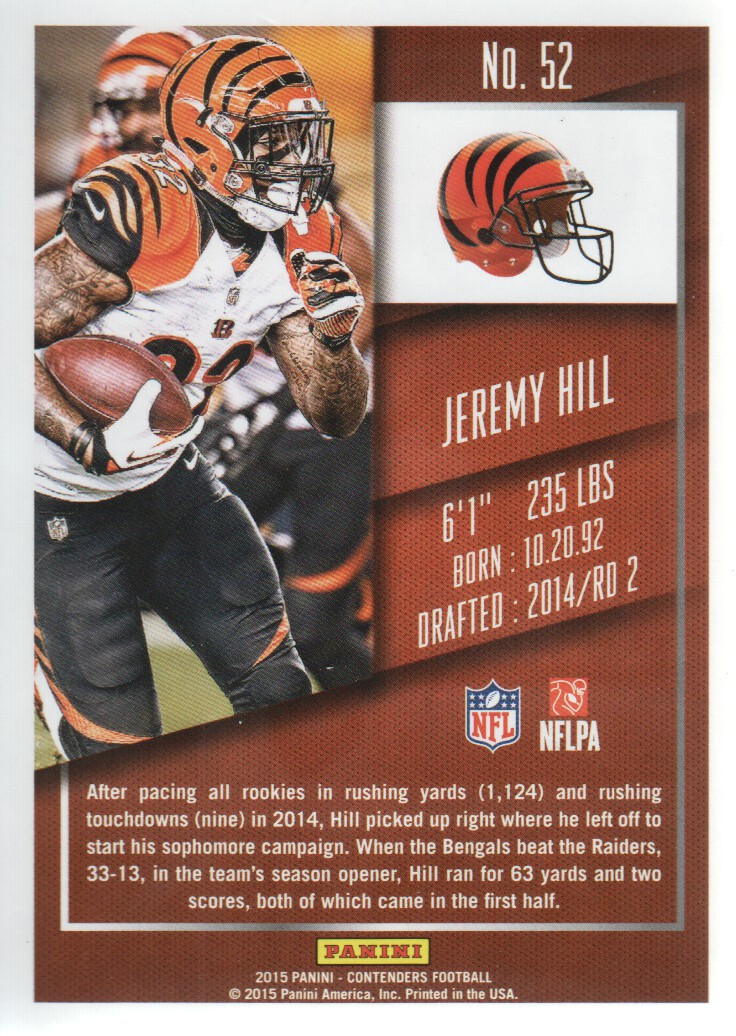 2015 Panini Contenders #52 Jeremy Hill back image
