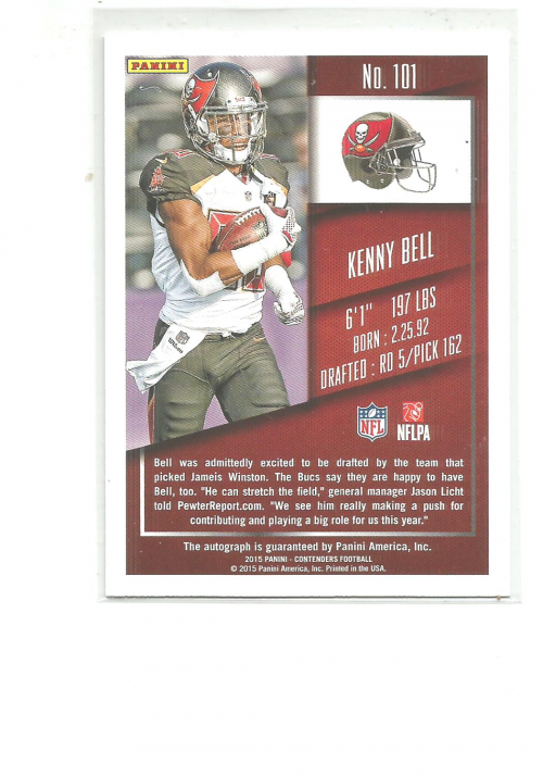 2015 Panini Contenders #101A Kenny Bell AU RC back image