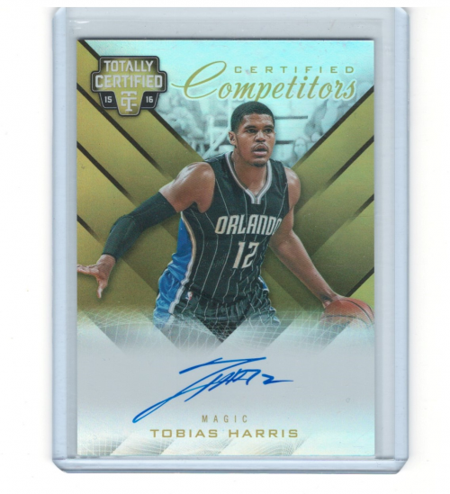 2015-16 Totally Certified Competitor Autographs Mirror Gold #CCATH Tobias Harris