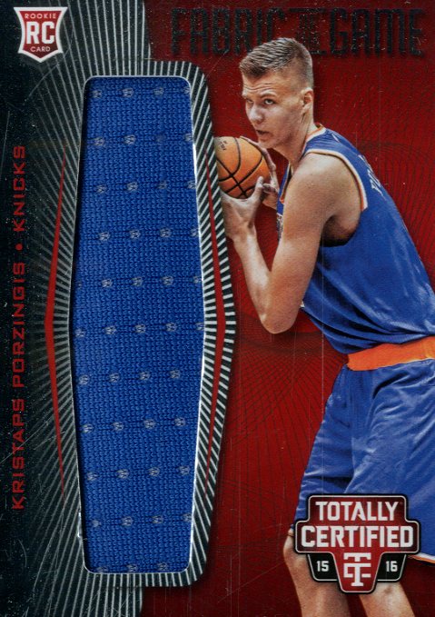 2015-16 Totally Certified Rookie Fabric of the Game Jerseys Red #FRJKP Kristaps Porzingis