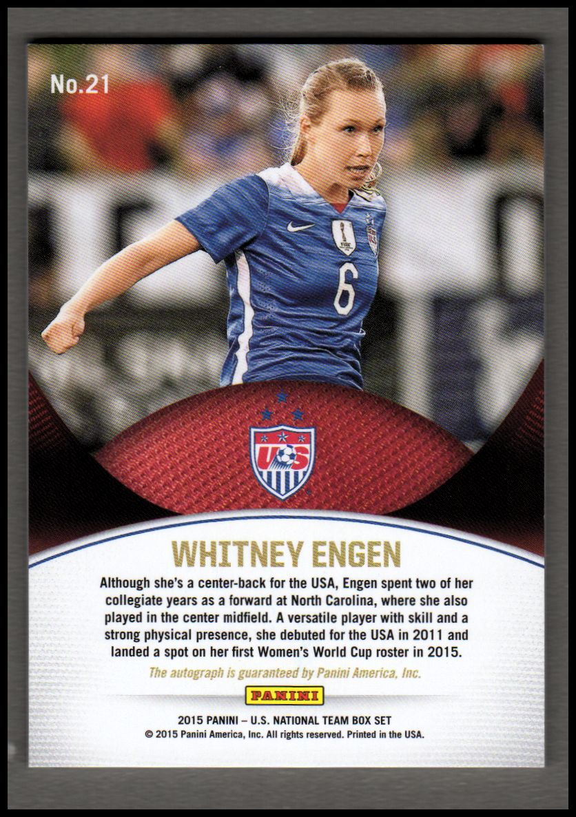 2015 Panini USA Soccer Signatures #21 Whitney Engen/199 back image