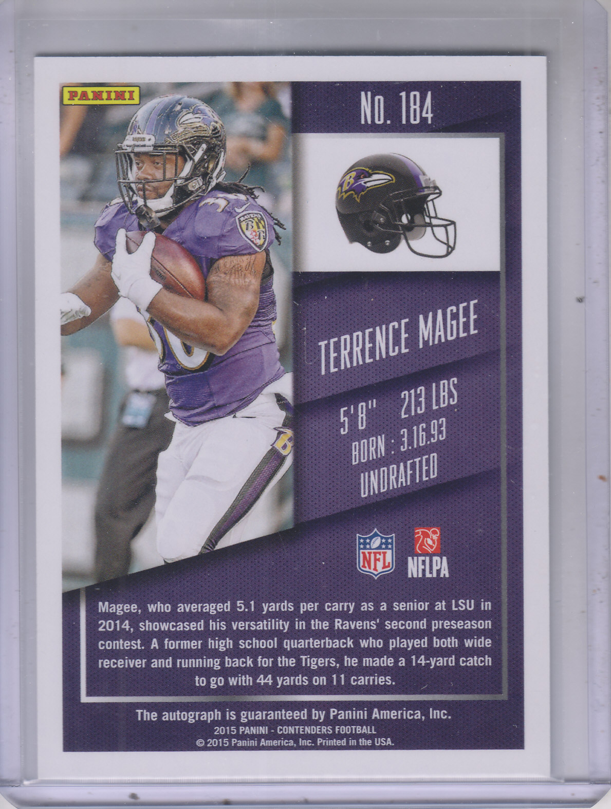 2015 Panini Contenders #184A Terrence Magee back image