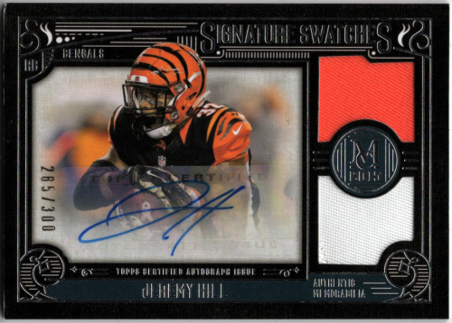 2015 Topps Museum Collection Signatures Swatches Dual Relic Autographs #SSDRJH Jeremy Hill/300